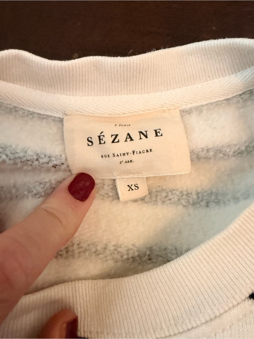 Sezane Amour Cafe Creme Striped Sweatshirt XS - Picture 4 of 8